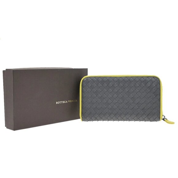 BOTTEGA VENETA Intrecciato Long Zipper Around Wallet Leather Gray - Picture 1 of 14